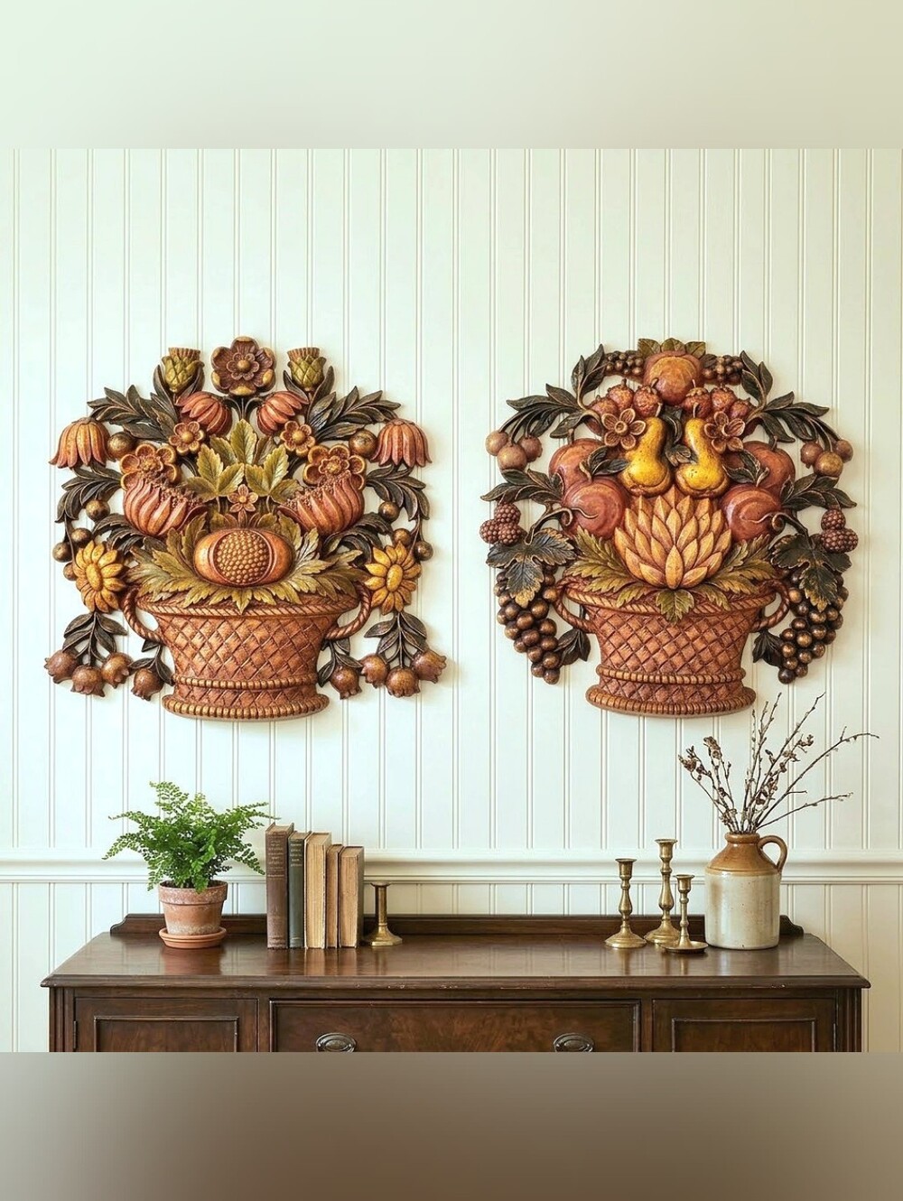 Set of 2 XL Size Vintage syroco fruit baskets 15 X 10